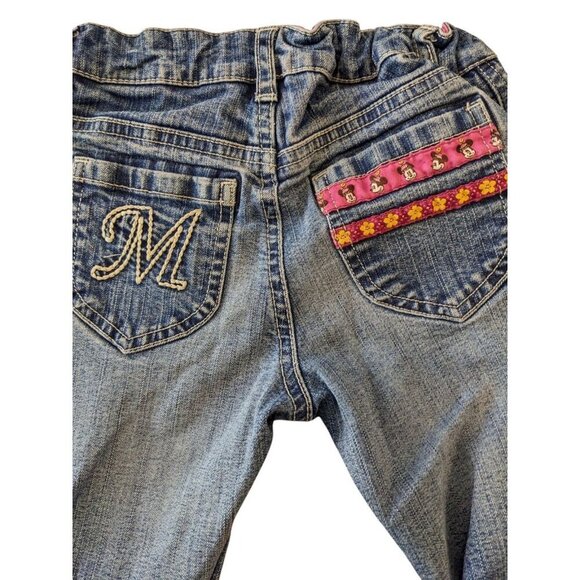 H&M x Disney Flare Leg Blue Jeans Girls Size 3-4 Yrs Mini Mouse Adjustable Waist - Picture 3 of 7